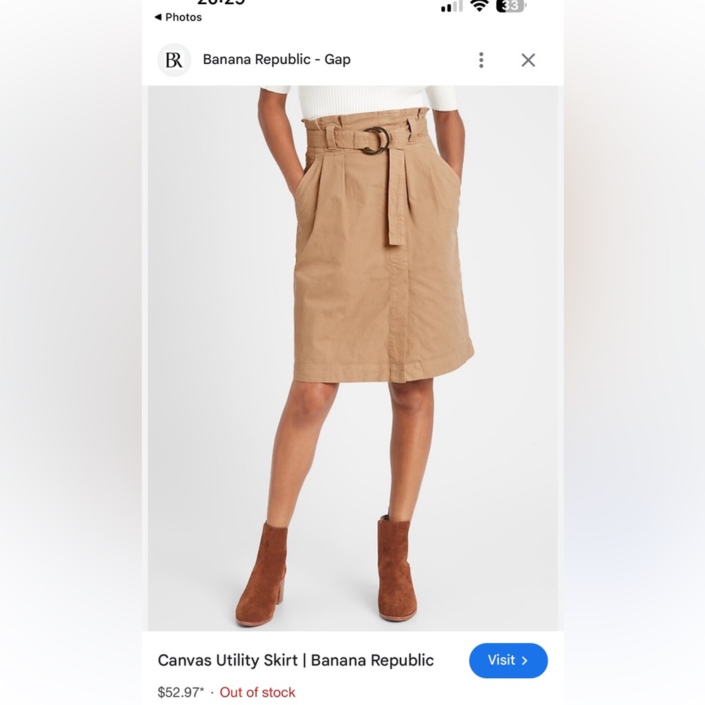 Tan Banana Republic canvas utility skirt with belt